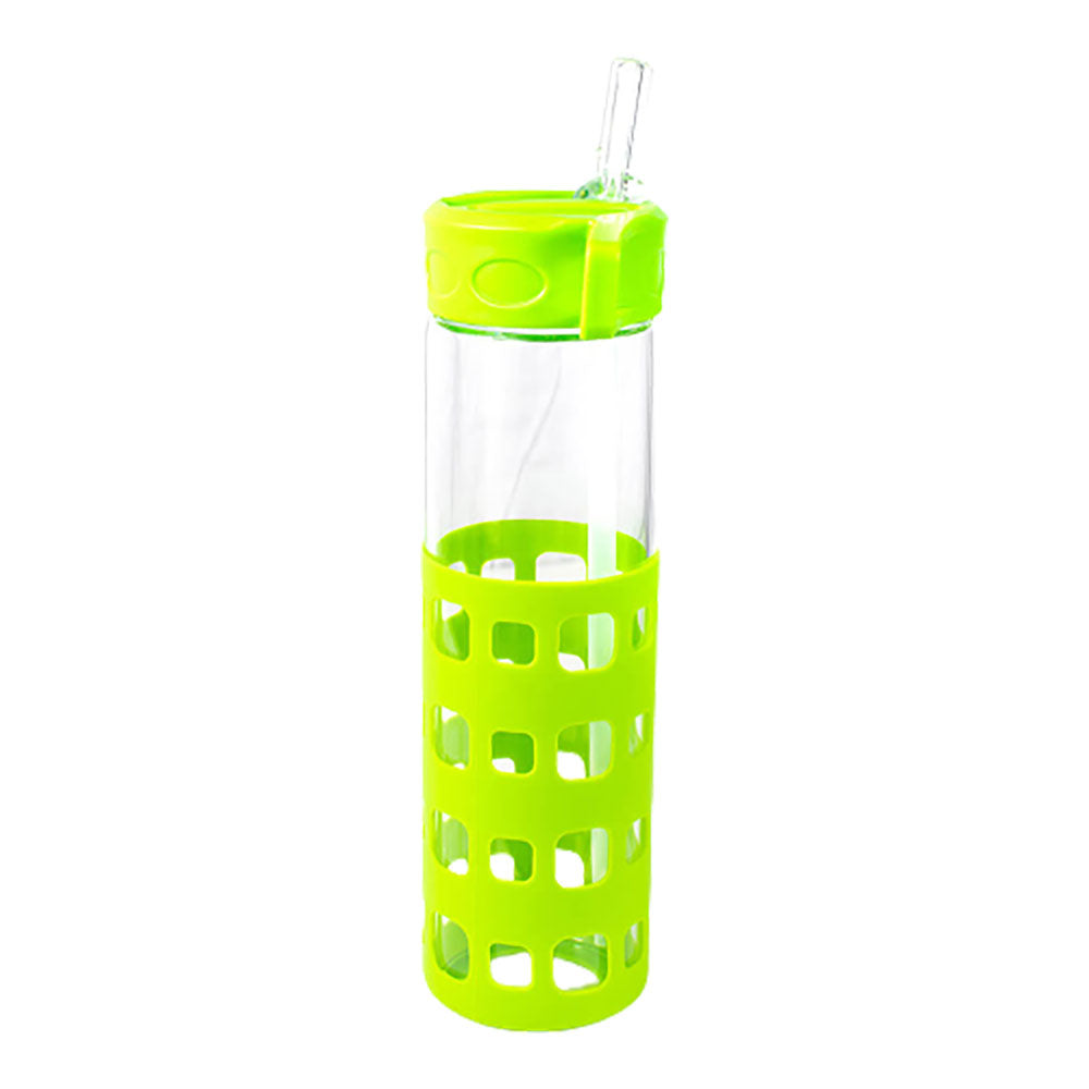Waterdrop Edition Glass Bottle 34 oz - BPA Free Water Bottle - Water Bottle with Leakproof Bamboo Lid and Neoprene Protection Sleeve, Glass Drinking