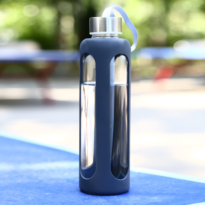 Glass Water Bottle with Silicone Sleeve (550ml)